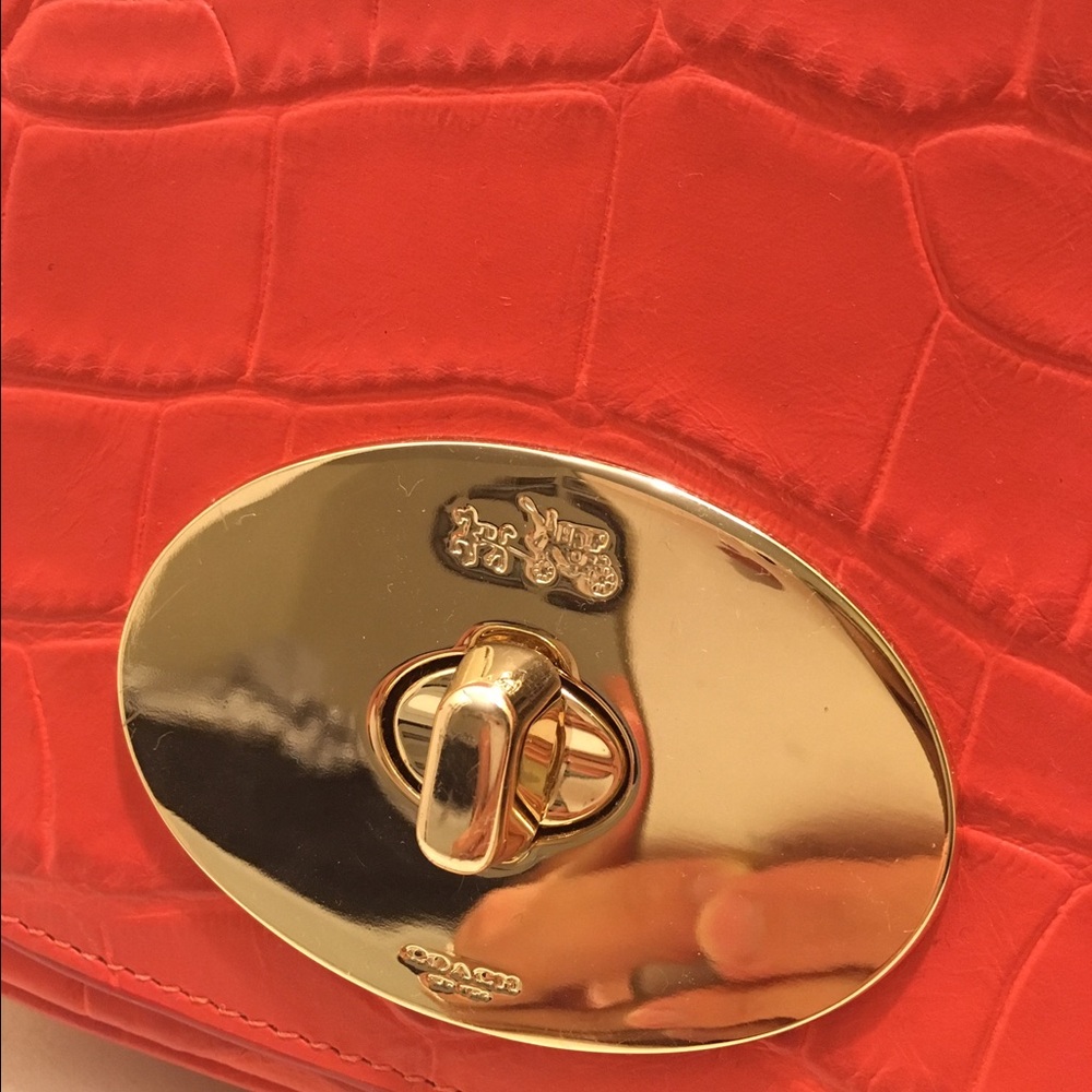 Coach Red Mini Bag with Gold Turn-Lock and Tassel - Picture 3 of 4